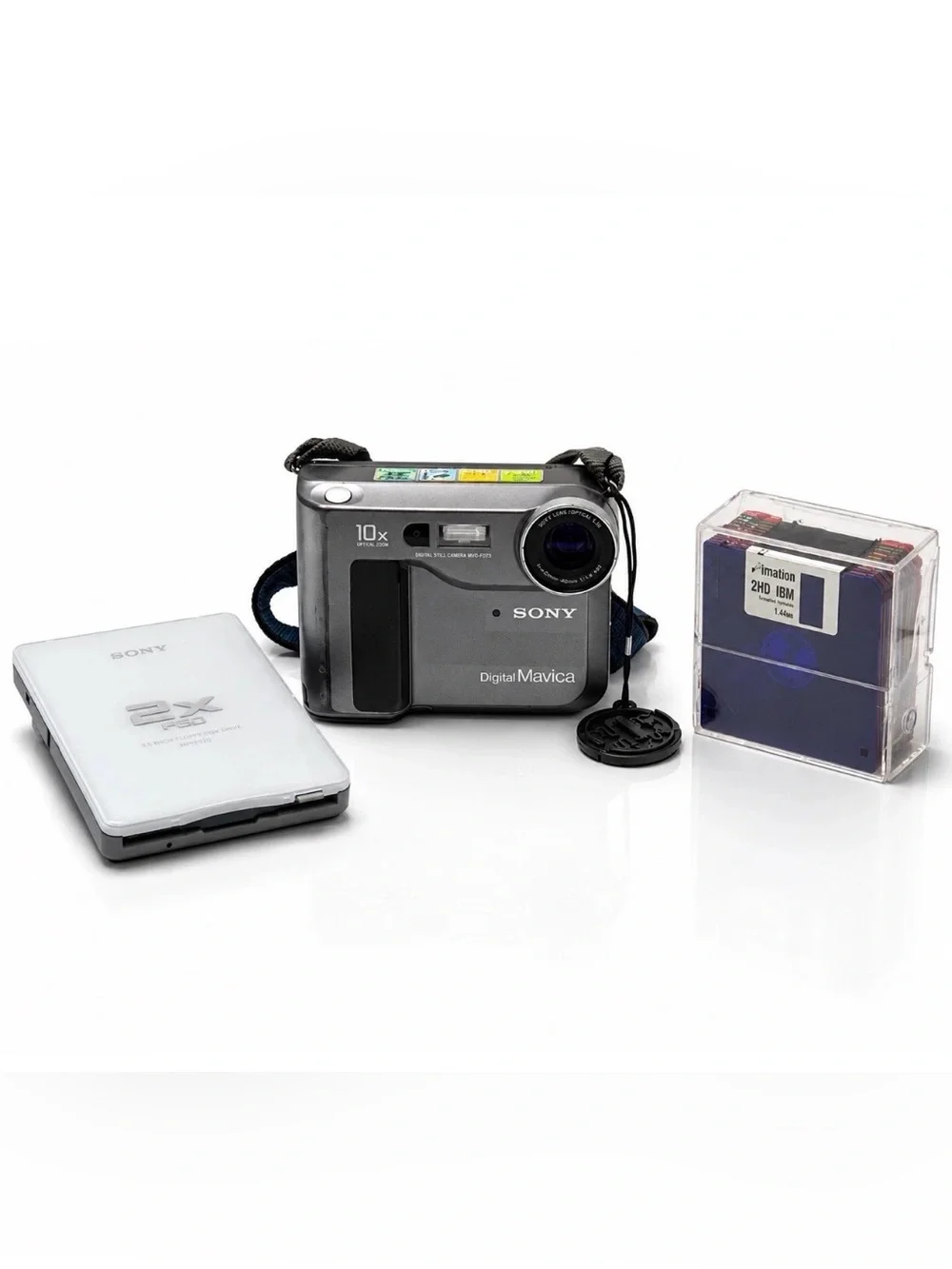 Sony Digital Mavica MVC-FD73 Tested Works USB Floppy Drive Charger 12 Disks